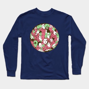 Pink Mint Many Faces Long Sleeve T-Shirt